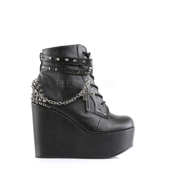 Platform Lace Up Pentagram Wedge Ankle Boots - Picture 5 of 5